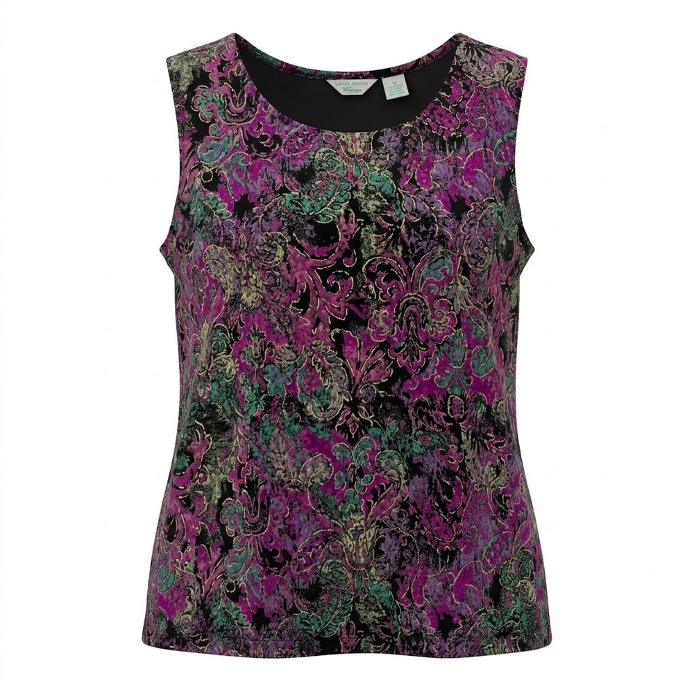 Laura Ashley Paisley Scoop Neck Sleeveless Tank Top Women Plus Size 1X